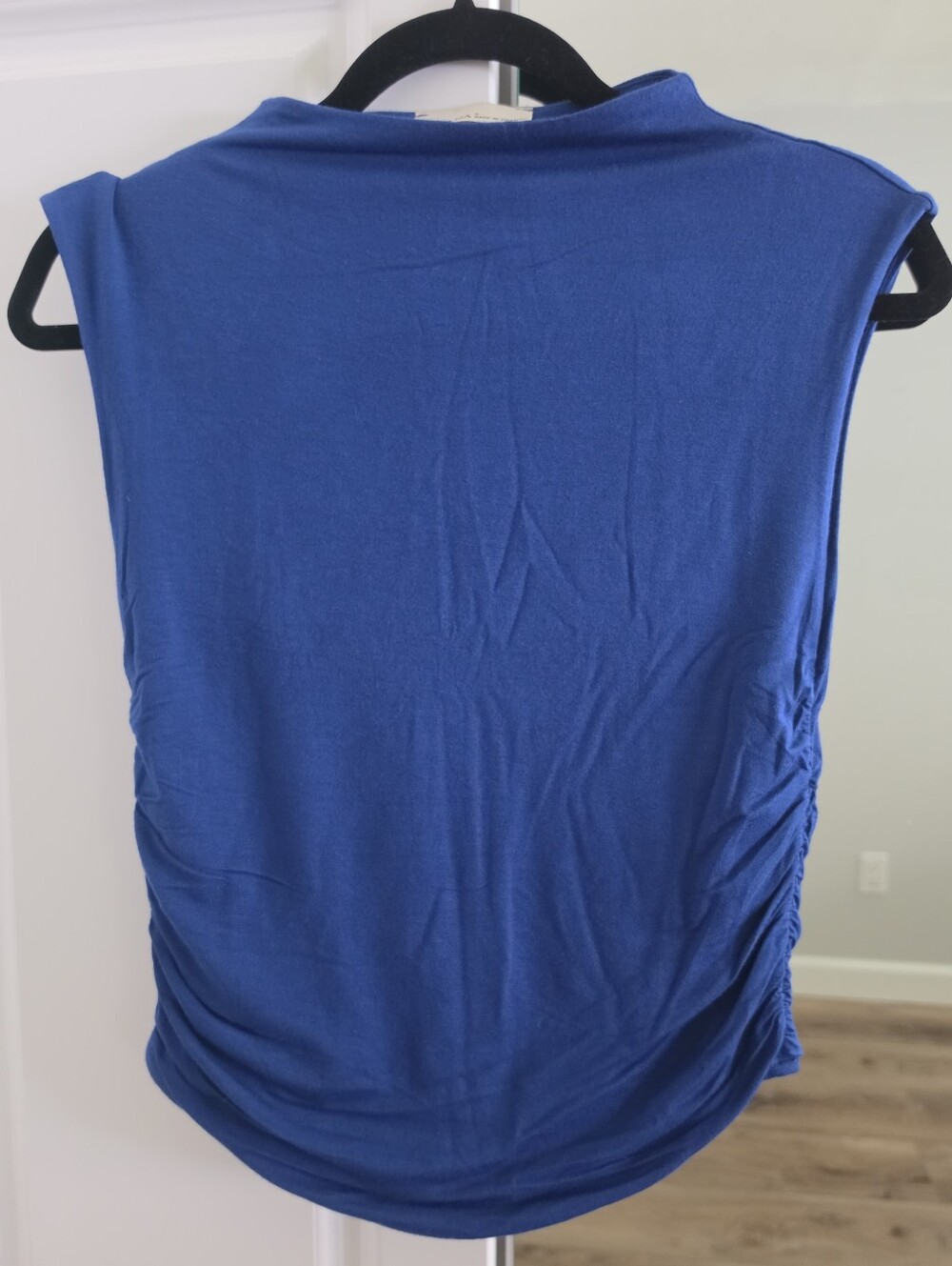 Zenana Classic Blue Sleeveless Ruched Tank - Size Small